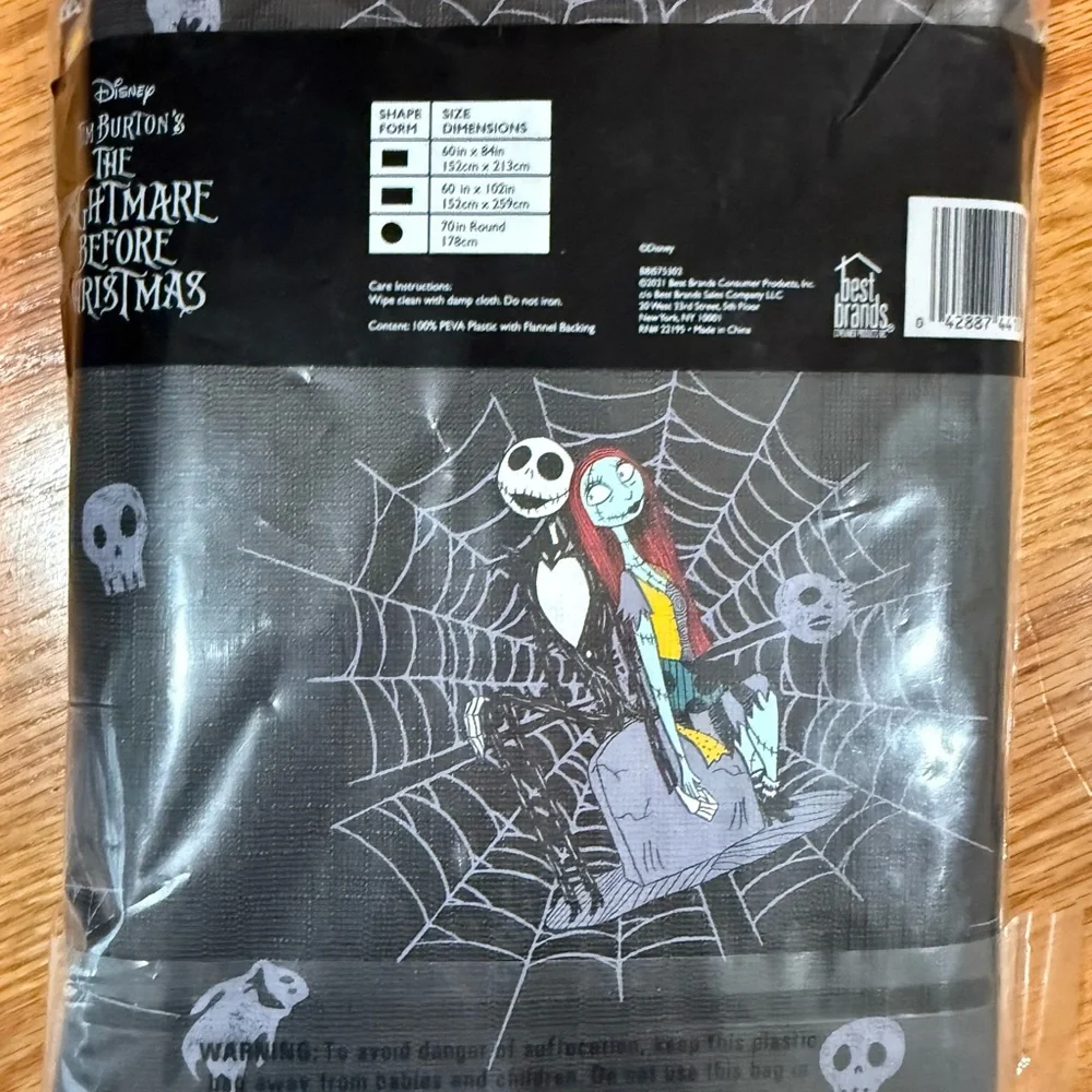 New Disney The Nightmare Before Christmas Tablecloth - Black and Gray
